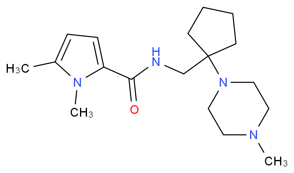 1,5-dimethyl-N-{[1-(4-methylpiperazin-1-yl)cyclopentyl]methyl}-1H-pyrrole-2-carboxamide_分子结构_CAS_)