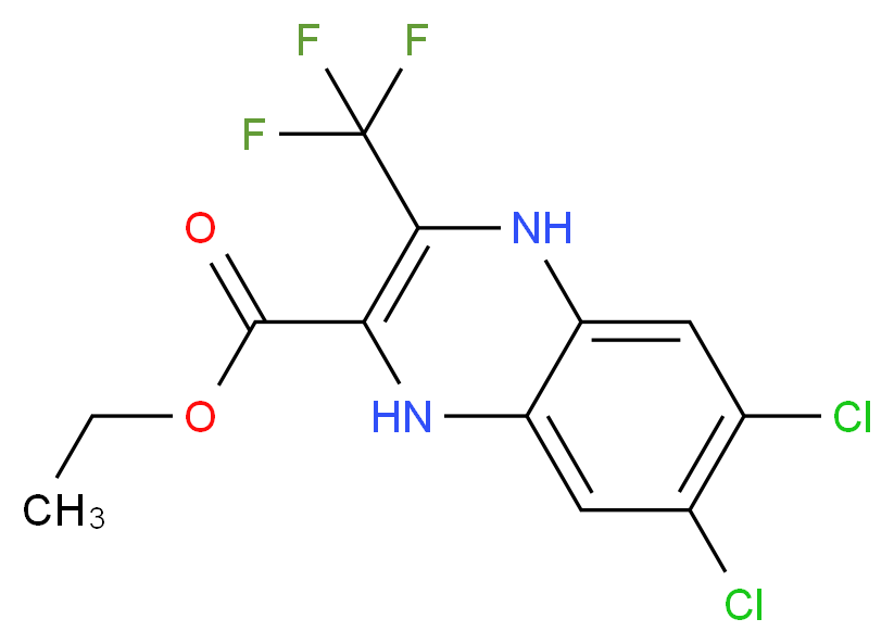 Ethyl 6,7-dichloro-1,4-dihydro-3-(trifluoromethyl)quinoxaline-2-carboxylate_分子结构_CAS_957062-92-9)