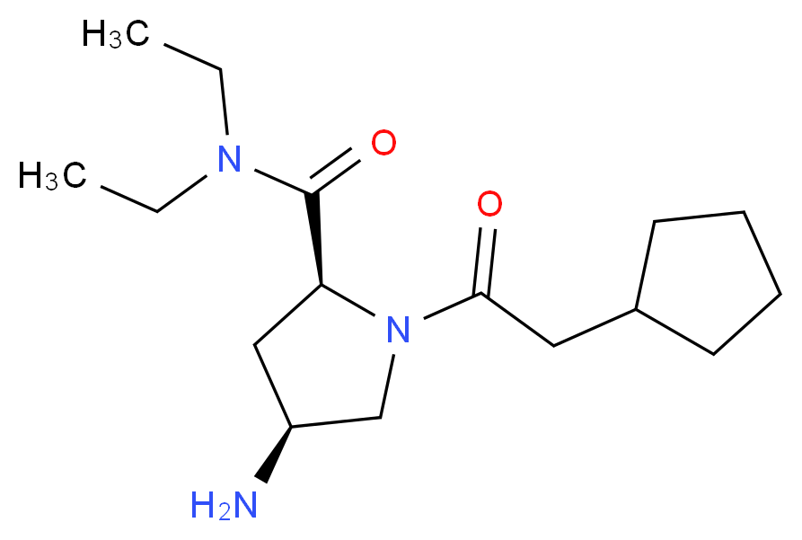 (2S,4S)-4-amino-1-(cyclopentylacetyl)-N,N-diethylpyrrolidine-2-carboxamide_分子结构_CAS_)