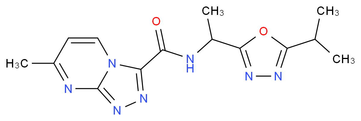 N-[1-(5-isopropyl-1,3,4-oxadiazol-2-yl)ethyl]-7-methyl[1,2,4]triazolo[4,3-a]pyrimidine-3-carboxamide_分子结构_CAS_)