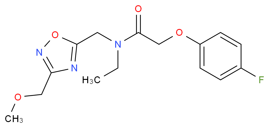 N-ethyl-2-(4-fluorophenoxy)-N-{[3-(methoxymethyl)-1,2,4-oxadiazol-5-yl]methyl}acetamide_分子结构_CAS_)