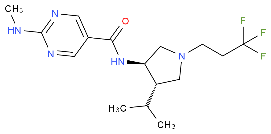 N-[(3R*,4S*)-4-isopropyl-1-(3,3,3-trifluoropropyl)-3-pyrrolidinyl]-2-(methylamino)-5-pyrimidinecarboxamide_分子结构_CAS_)