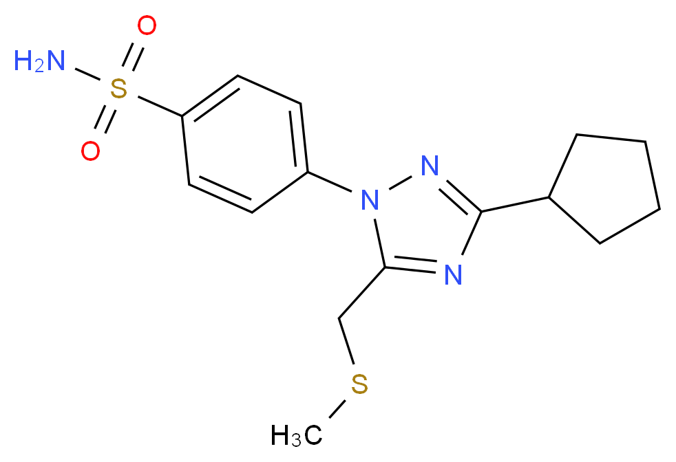 4-{3-cyclopentyl-5-[(methylthio)methyl]-1H-1,2,4-triazol-1-yl}benzenesulfonamide_分子结构_CAS_)