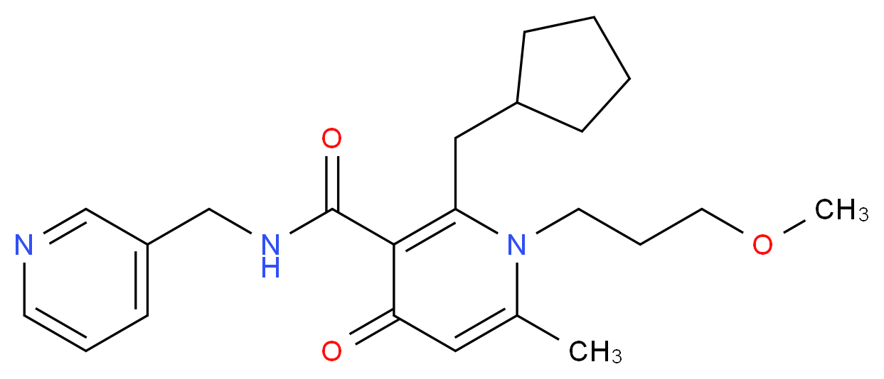 2-(cyclopentylmethyl)-1-(3-methoxypropyl)-6-methyl-4-oxo-N-(3-pyridinylmethyl)-1,4-dihydro-3-pyridinecarboxamide_分子结构_CAS_)