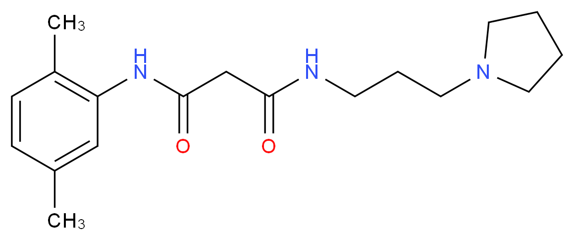 N-(2,5-dimethylphenyl)-N'-(3-pyrrolidin-1-ylpropyl)malonamide_分子结构_CAS_)