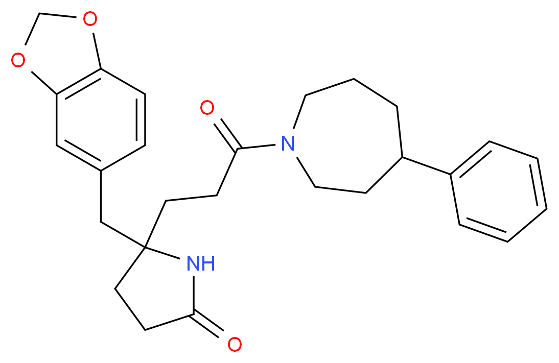 5-(1,3-benzodioxol-5-ylmethyl)-5-[3-oxo-3-(4-phenyl-1-azepanyl)propyl]-2-pyrrolidinone_分子结构_CAS_)
