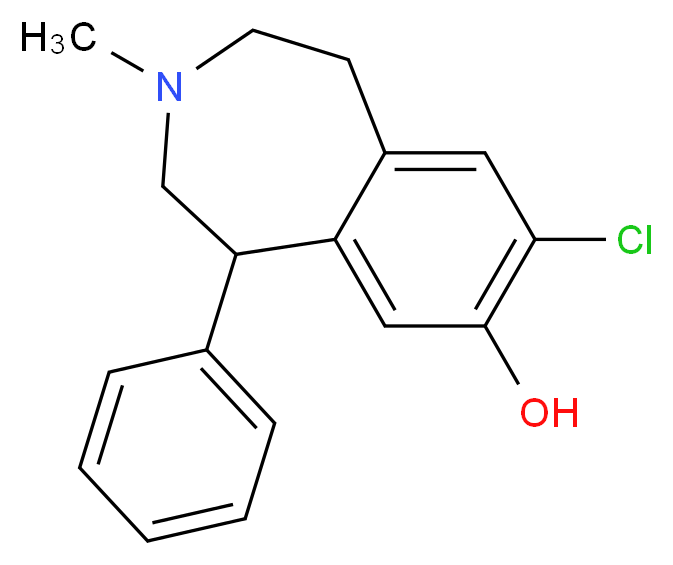 8-chloro-3-methyl-5-phenyl-2,3,4,5-tetrahydro-1H-3-benzazepin-7-ol_分子结构_CAS_87075-17-0