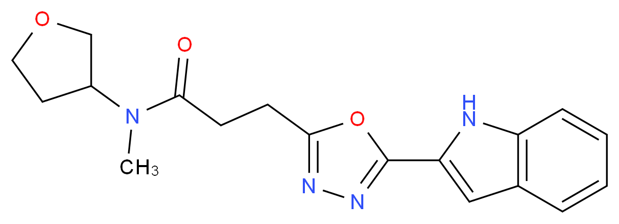 3-[5-(1H-indol-2-yl)-1,3,4-oxadiazol-2-yl]-N-methyl-N-(tetrahydro-3-furanyl)propanamide_分子结构_CAS_)