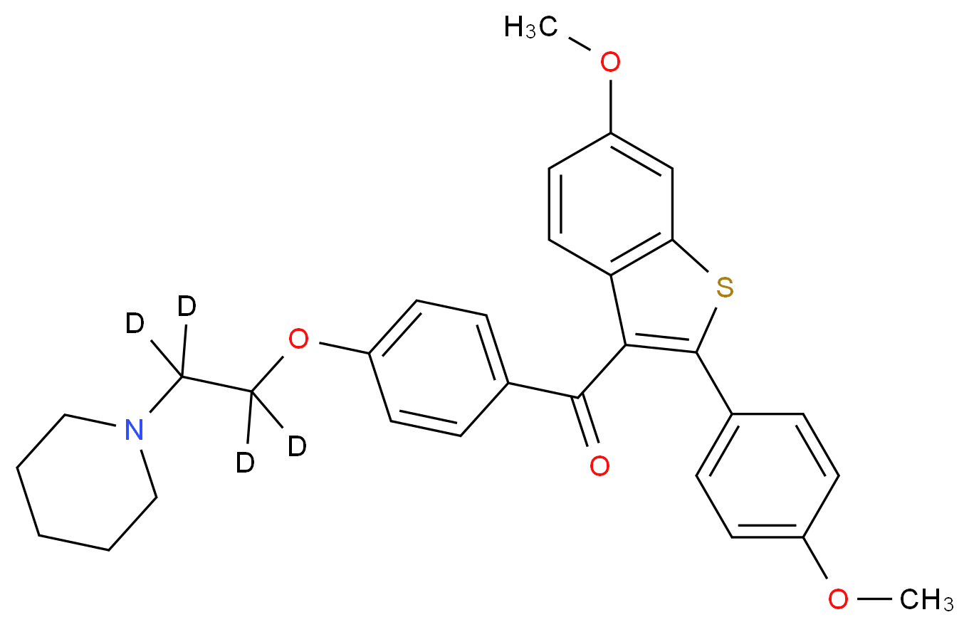 1-(2-{4-[6-methoxy-2-(4-methoxyphenyl)-1-benzothiophene-3-carbonyl]phenoxy}(<sup>2</sup>H<sub>4</sub>)ethyl)piperidine_分子结构_CAS_1185006-58-9