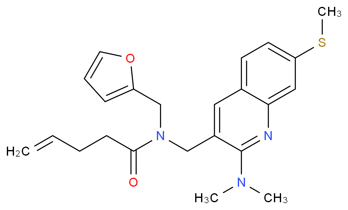 N-{[2-(dimethylamino)-7-(methylthio)-3-quinolinyl]methyl}-N-(2-furylmethyl)-4-pentenamide_分子结构_CAS_)