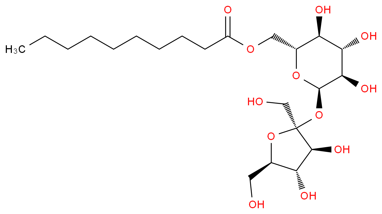 [(2R,3S,4S,5R,6R)-6-{[(2S,3S,4S,5R)-3,4-dihydroxy-2,5-bis(hydroxymethyl)oxolan-2-yl]oxy}-3,4,5-trihydroxyoxan-2-yl]methyl decanoate_分子结构_CAS_31835-06-0
