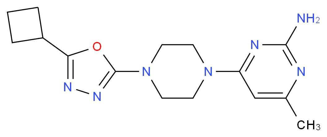 4-[4-(5-cyclobutyl-1,3,4-oxadiazol-2-yl)piperazin-1-yl]-6-methylpyrimidin-2-amine_分子结构_CAS_)