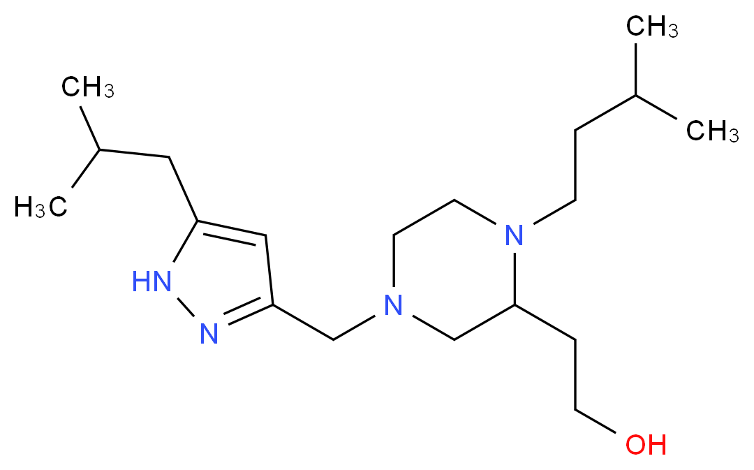 2-[4-[(5-isobutyl-1H-pyrazol-3-yl)methyl]-1-(3-methylbutyl)-2-piperazinyl]ethanol_分子结构_CAS_)