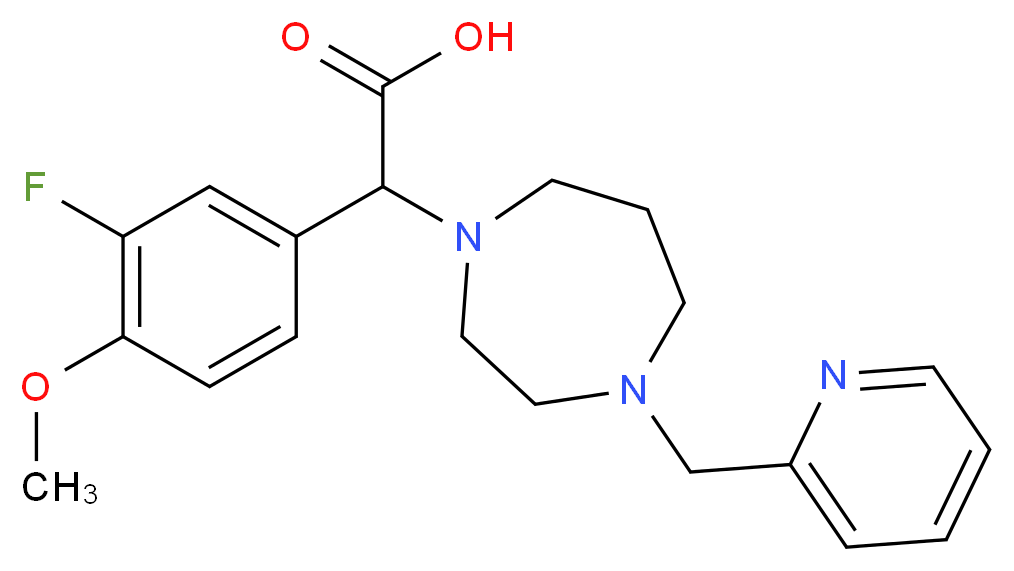 (3-fluoro-4-methoxyphenyl)[4-(pyridin-2-ylmethyl)-1,4-diazepan-1-yl]acetic acid_分子结构_CAS_)