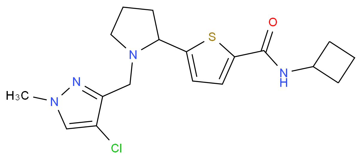 5-{1-[(4-chloro-1-methyl-1H-pyrazol-3-yl)methyl]-2-pyrrolidinyl}-N-cyclobutyl-2-thiophenecarboxamide_分子结构_CAS_)