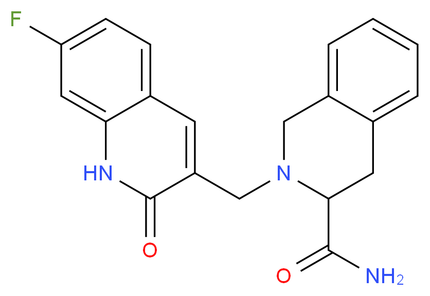 2-[(7-fluoro-2-oxo-1,2-dihydroquinolin-3-yl)methyl]-1,2,3,4-tetrahydroisoquinoline-3-carboxamide_分子结构_CAS_)