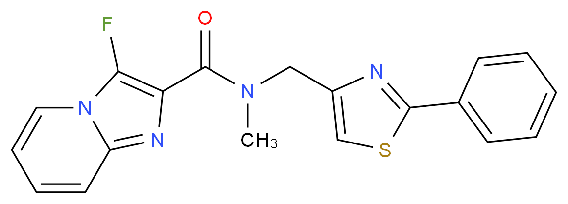 3-fluoro-N-methyl-N-[(2-phenyl-1,3-thiazol-4-yl)methyl]imidazo[1,2-a]pyridine-2-carboxamide_分子结构_CAS_)