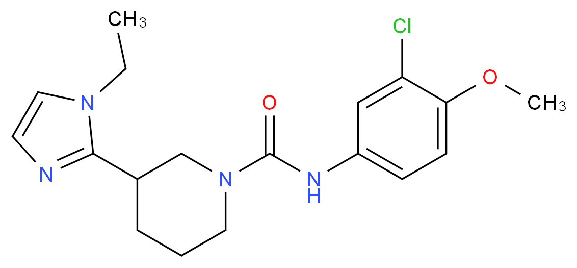 N-(3-chloro-4-methoxyphenyl)-3-(1-ethyl-1H-imidazol-2-yl)-1-piperidinecarboxamide_分子结构_CAS_)