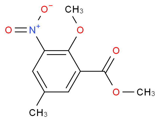Methyl 2-methoxy-5-methyl-3-nitrobenzenecarboxylate_分子结构_CAS_)
