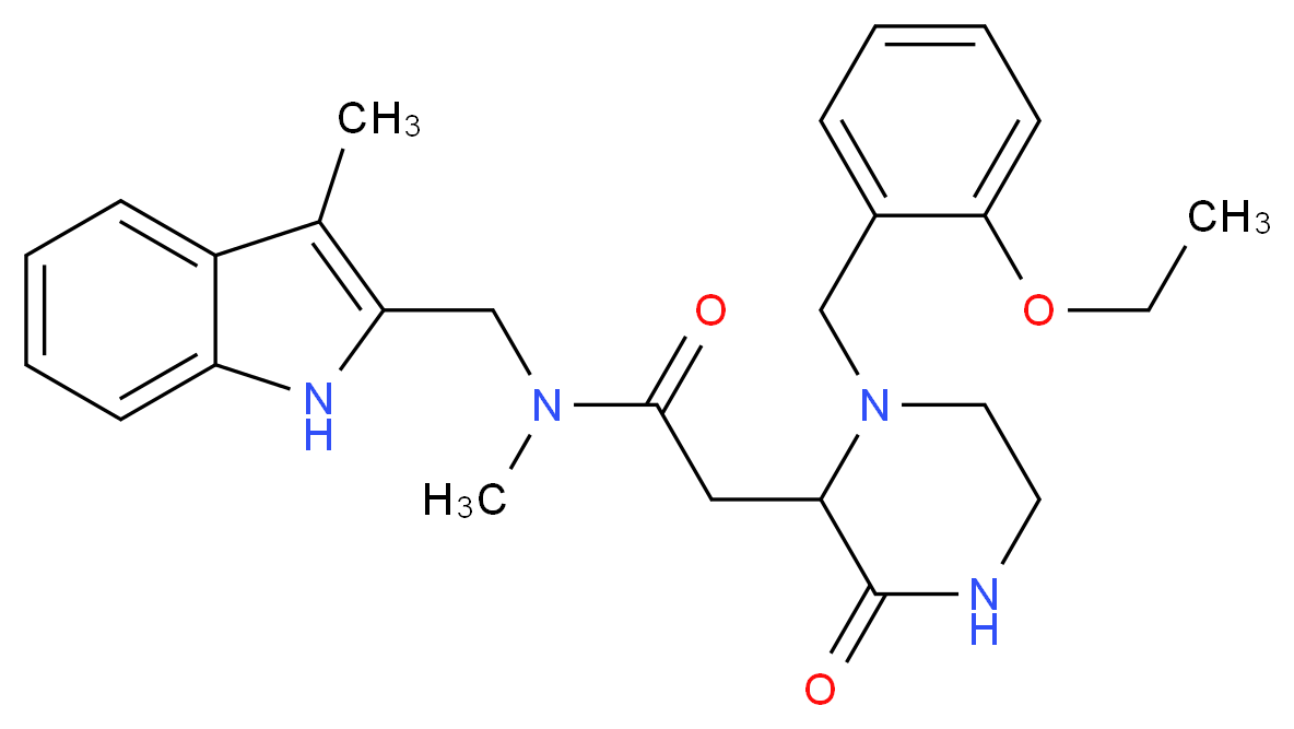 2-[1-(2-ethoxybenzyl)-3-oxo-2-piperazinyl]-N-methyl-N-[(3-methyl-1H-indol-2-yl)methyl]acetamide_分子结构_CAS_)