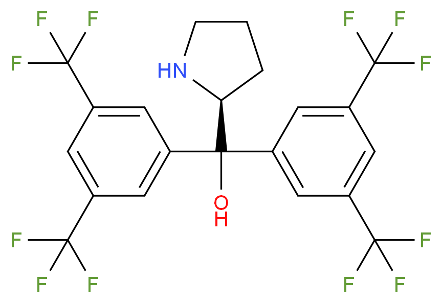 (S)-α,α-双[3,5-双(三氟甲基)苯基]-2-吡咯烷甲醇_分子结构_CAS_848821-76-1)