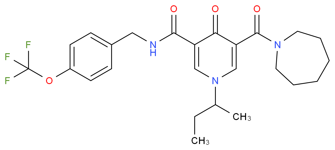 5-(1-azepanylcarbonyl)-1-sec-butyl-4-oxo-N-[4-(trifluoromethoxy)benzyl]-1,4-dihydro-3-pyridinecarboxamide_分子结构_CAS_)