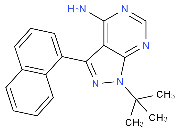 1-tert-butyl-3-(naphthalen-1-yl)-1H-pyrazolo[3,4-d]pyrimidin-4-amine_分子结构_CAS_221243-82-9