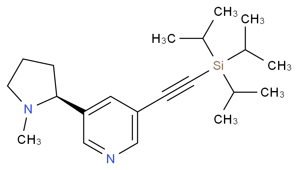 3-[(2S)-1-methylpyrrolidin-2-yl]-5-{2-[tris(propan-2-yl)silyl]ethynyl}pyridine_分子结构_CAS_916046-39-4