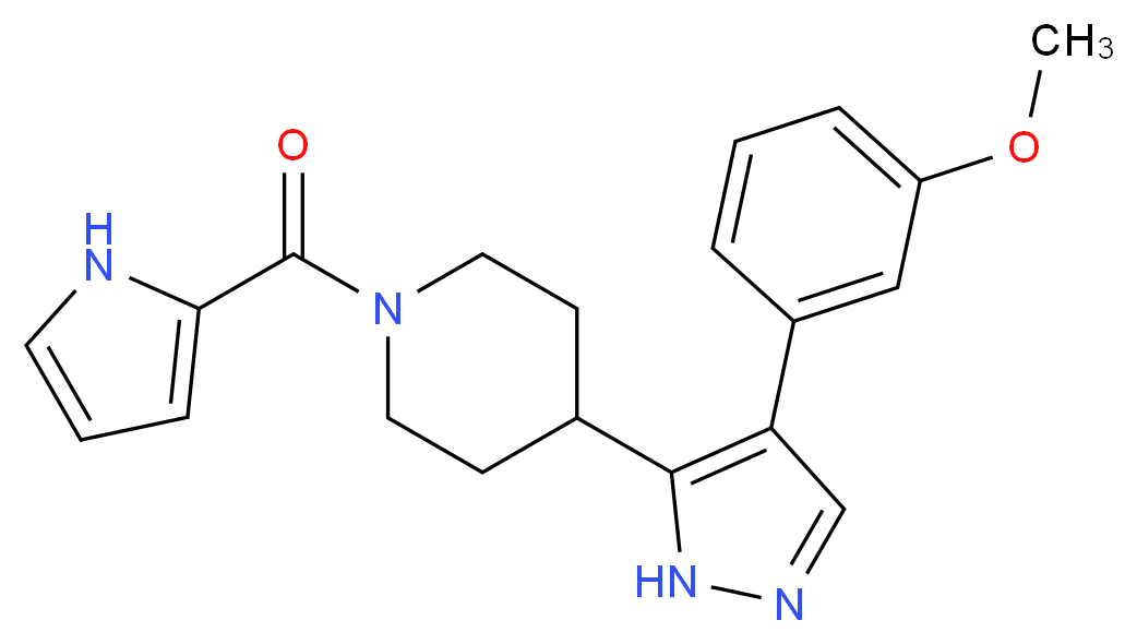 4-[4-(3-methoxyphenyl)-1H-pyrazol-5-yl]-1-(1H-pyrrol-2-ylcarbonyl)piperidine_分子结构_CAS_)