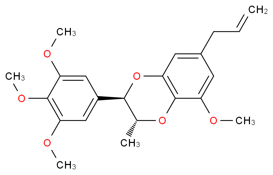 (2R,3R)-5-methoxy-3-methyl-7-(prop-2-en-1-yl)-2-(3,4,5-trimethoxyphenyl)-2,3-dihydro-1,4-benzodioxine_分子结构_CAS_127420-50-2