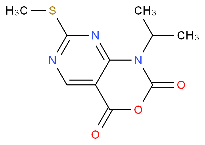 1-Isopropyl-7-(methylthio)-1H-pyrimido-[4,5-d][1,3]oxazine-2,4-dione_分子结构_CAS_76360-89-9)