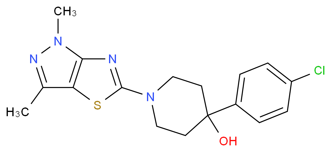 4-(4-chlorophenyl)-1-(1,3-dimethyl-1H-pyrazolo[3,4-d][1,3]thiazol-5-yl)piperidin-4-ol_分子结构_CAS_)
