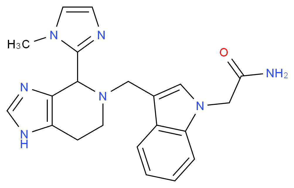 2-(3-{[4-(1-methyl-1H-imidazol-2-yl)-1,4,6,7-tetrahydro-5H-imidazo[4,5-c]pyridin-5-yl]methyl}-1H-indol-1-yl)acetamide_分子结构_CAS_)
