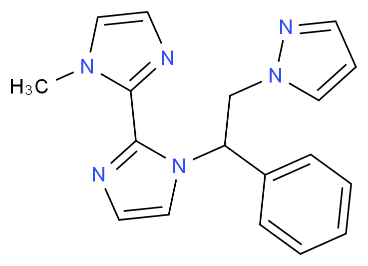 1-methyl-1'-[1-phenyl-2-(1H-pyrazol-1-yl)ethyl]-1H,1'H-2,2'-biimidazole_分子结构_CAS_)