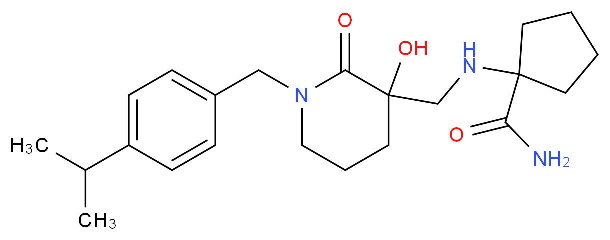 1-({[3-hydroxy-1-(4-isopropylbenzyl)-2-oxopiperidin-3-yl]methyl}amino)cyclopentanecarboxamide_分子结构_CAS_)