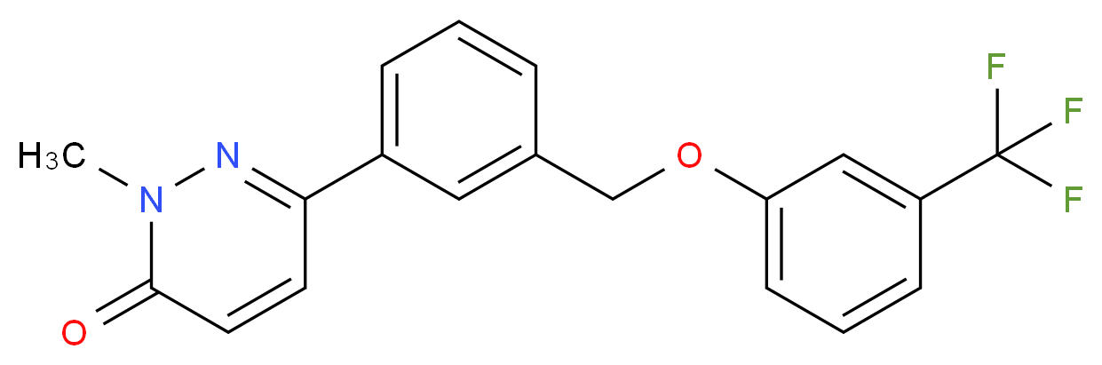 2-methyl-6-(3-{[3-(trifluoromethyl)phenoxy]methyl}phenyl)pyridazin-3(2H)-one_分子结构_CAS_)