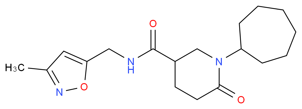 1-cycloheptyl-N-[(3-methyl-5-isoxazolyl)methyl]-6-oxo-3-piperidinecarboxamide_分子结构_CAS_)
