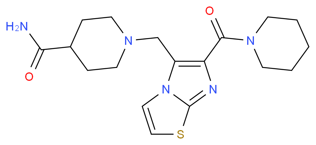 1-{[6-(piperidin-1-ylcarbonyl)imidazo[2,1-b][1,3]thiazol-5-yl]methyl}piperidine-4-carboxamide_分子结构_CAS_)