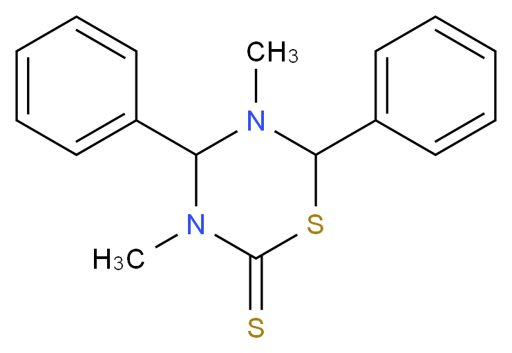 3,5-dimethyl-4,6-diphenyl-1,3,5-thiadiazinane-2-thione_分子结构_CAS_16486-28-5