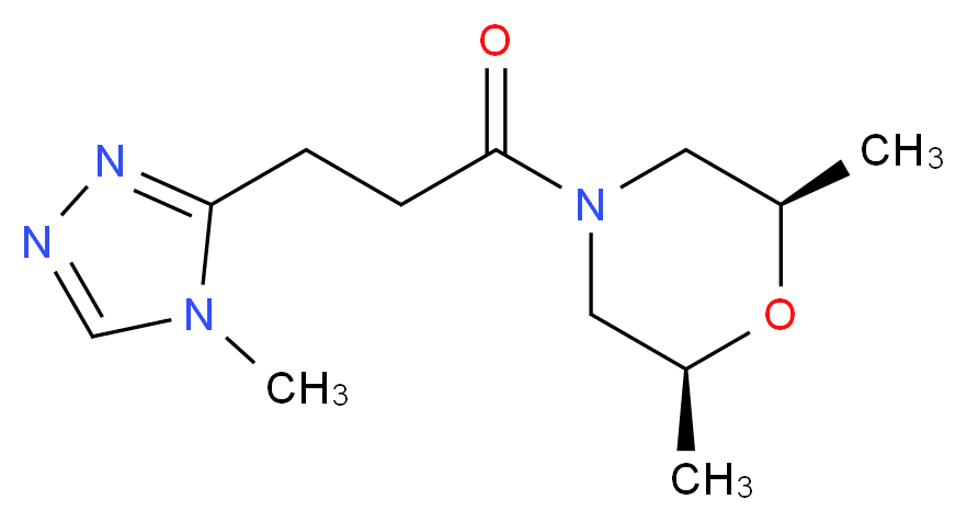 (2R*,6S*)-2,6-dimethyl-4-[3-(4-methyl-4H-1,2,4-triazol-3-yl)propanoyl]morpholine_分子结构_CAS_)