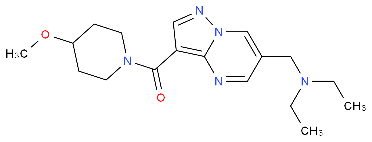 N-ethyl-N-({3-[(4-methoxypiperidin-1-yl)carbonyl]pyrazolo[1,5-a]pyrimidin-6-yl}methyl)ethanamine_分子结构_CAS_)