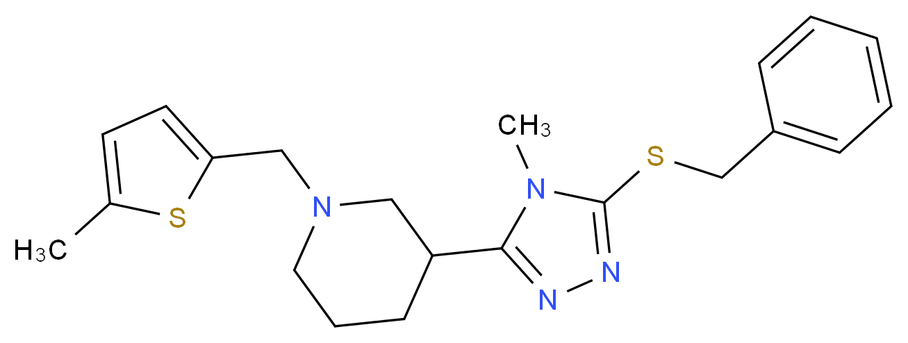 3-[5-(benzylthio)-4-methyl-4H-1,2,4-triazol-3-yl]-1-[(5-methyl-2-thienyl)methyl]piperidine_分子结构_CAS_)