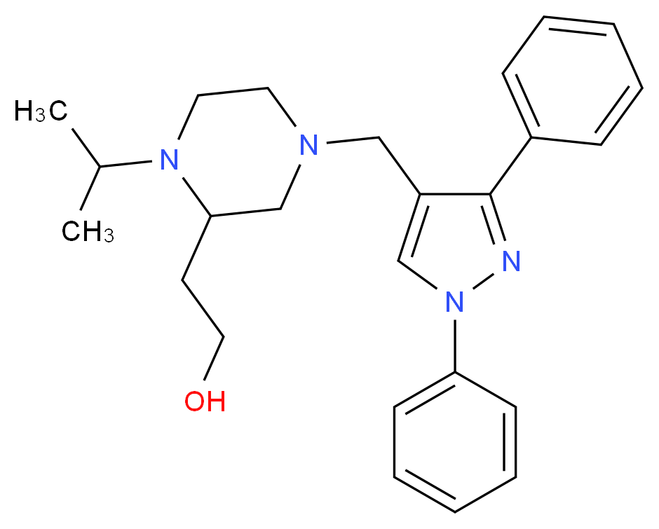 2-{4-[(1,3-diphenyl-1H-pyrazol-4-yl)methyl]-1-isopropyl-2-piperazinyl}ethanol_分子结构_CAS_)