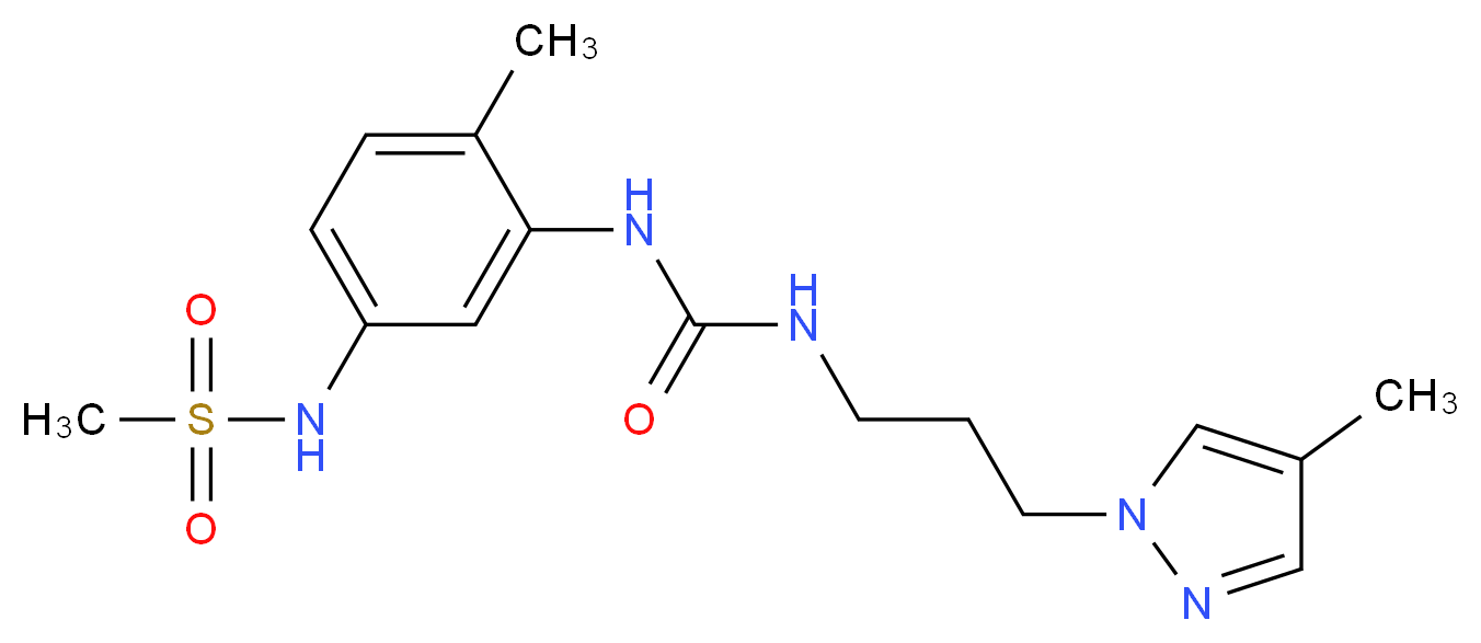 N-{4-methyl-3-[({[3-(4-methyl-1H-pyrazol-1-yl)propyl]amino}carbonyl)amino]phenyl}methanesulfonamide_分子结构_CAS_)