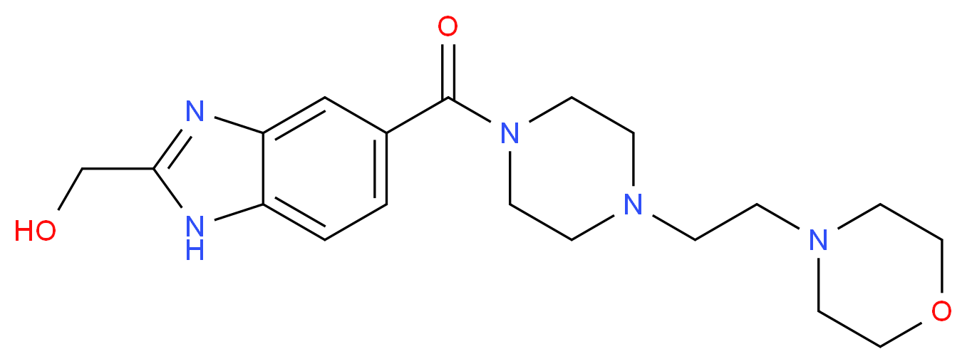 (5-{[4-(2-morpholin-4-ylethyl)piperazin-1-yl]carbonyl}-1H-benzimidazol-2-yl)methanol_分子结构_CAS_)