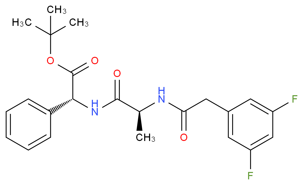 tert-butyl (2R)-2-[(2S)-2-[2-(3,5-difluorophenyl)acetamido]propanamido]-2-phenylacetate_分子结构_CAS_208255-80-5