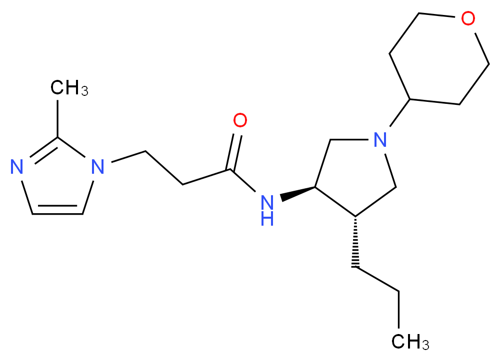 3-(2-methyl-1H-imidazol-1-yl)-N-[(3R*,4S*)-4-propyl-1-(tetrahydro-2H-pyran-4-yl)-3-pyrrolidinyl]propanamide_分子结构_CAS_)
