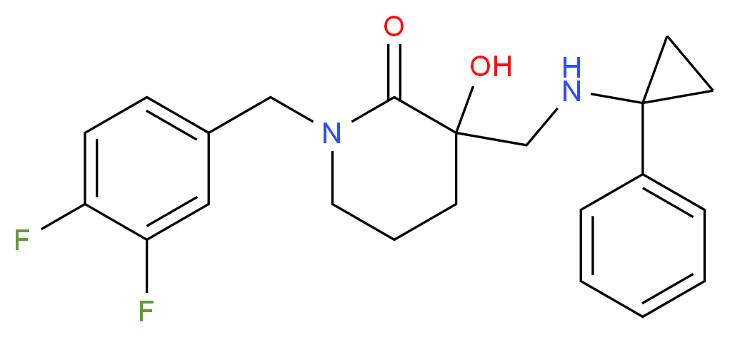 1-(3,4-difluorobenzyl)-3-hydroxy-3-{[(1-phenylcyclopropyl)amino]methyl}-2-piperidinone_分子结构_CAS_)