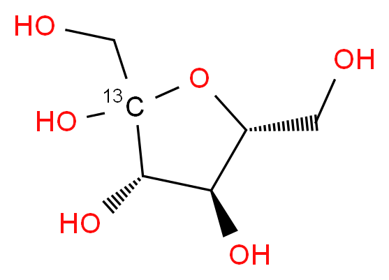 (3S,4R,5R)-2,5-bis(hydroxymethyl)(2-<sup>1</sup><sup>3</sup>C)oxolane-2,3,4-triol_分子结构_CAS_117013-19-1