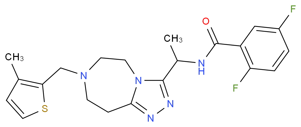 2,5-difluoro-N-(1-{7-[(3-methyl-2-thienyl)methyl]-6,7,8,9-tetrahydro-5H-[1,2,4]triazolo[4,3-d][1,4]diazepin-3-yl}ethyl)benzamide_分子结构_CAS_)